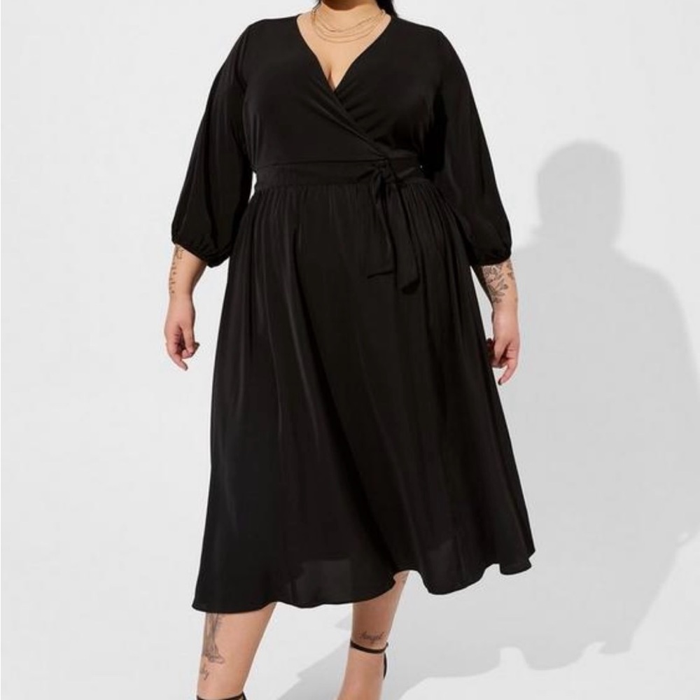 Torrid Studio Crepe de Shine Surplice Dress